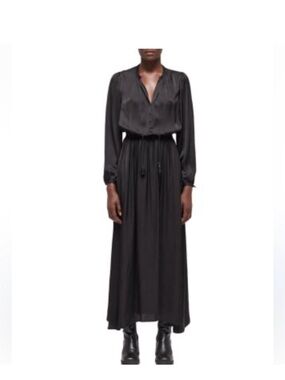 The Kooples Long Sleeve Tassel Maxi Dress in Black NWT small